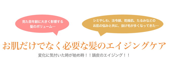 お肌だけでなく必要な髪のエイジングケア 変化に気付いた時が始め時!!頭皮のエイジング!