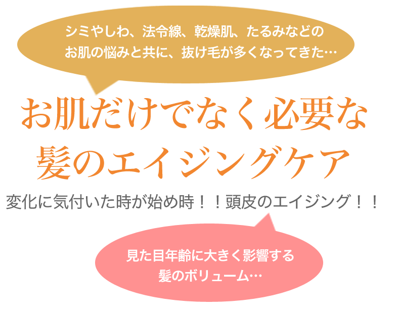 お肌だけでなく必要な髪のエイジングケア 変化に気付いた時が始め時!!頭皮のエイジング!